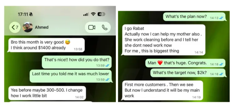 Screenshot of a chat with agent Ahmed